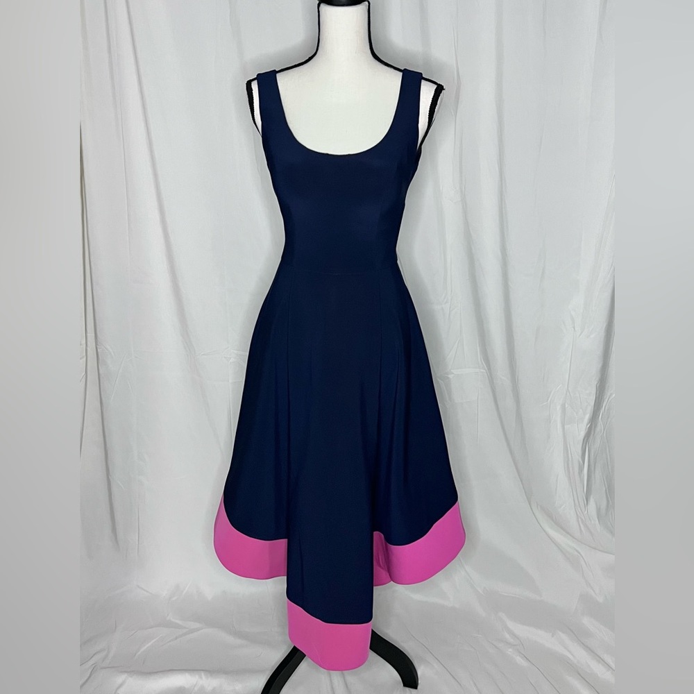 Aqua Navy Cocktail Dress with Pink Trim (NWT)